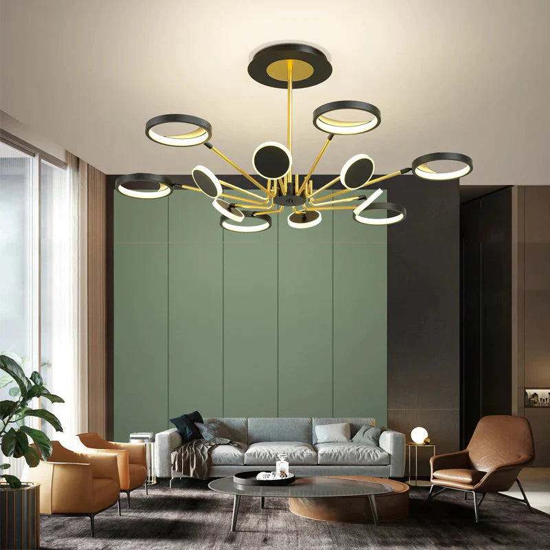 Luxury Simple Modern Living Room Ceiling Lamp Light Black 6 58W / White Light