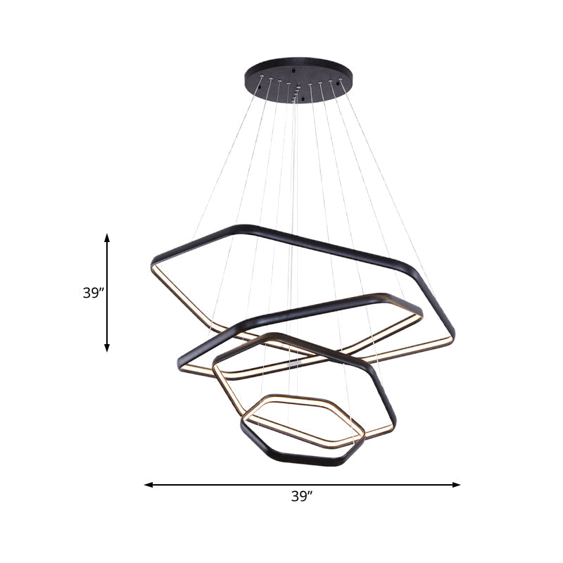 Simplistic Acrylic Tiered Hexagonal Led 1/2/3 - Light Pendant Chandelier Hanging Lamp In