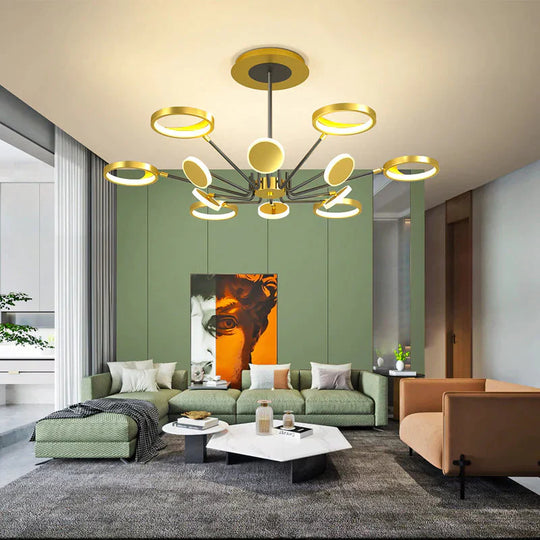 Luxury Simple Modern Living Room Ceiling Lamp Light Gold 6 58W / White Light