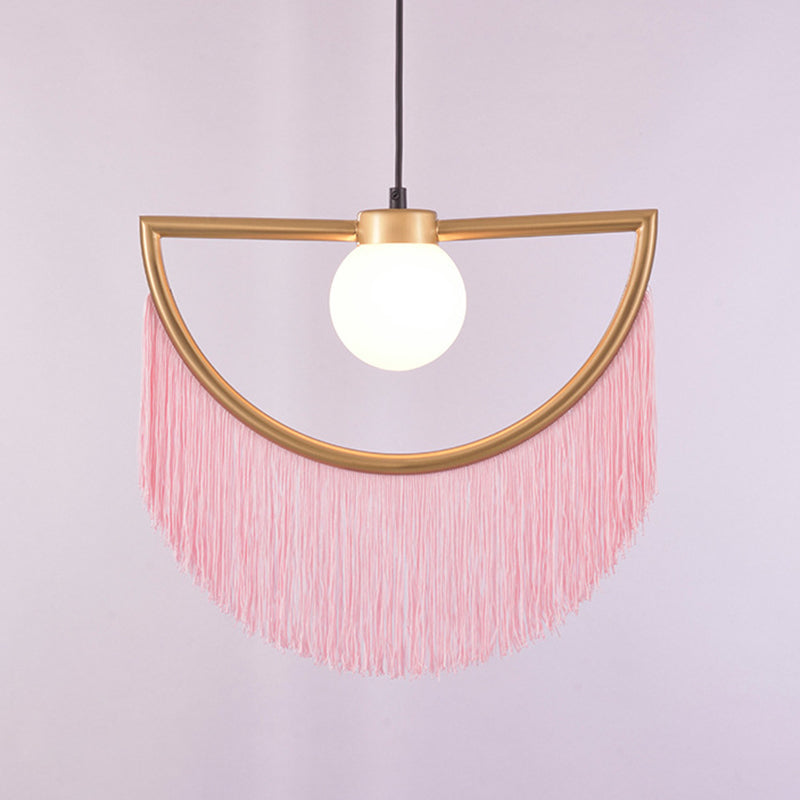 Sofia - Minimalism Globe Suspension Light With Opal Glass Shade And Decorative Pink / 15