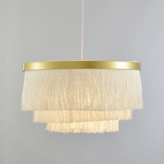 Vittoria - Gold Fringe Ceiling Light Layered 1 - Light Minimalism Hanging Lamp For Living Room /