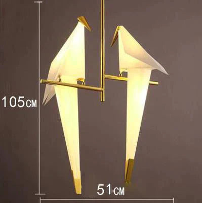 Nordic Bird Iron Pendant Light Paper Crane Led Lamp Suspension Luminaire Loft Living Room