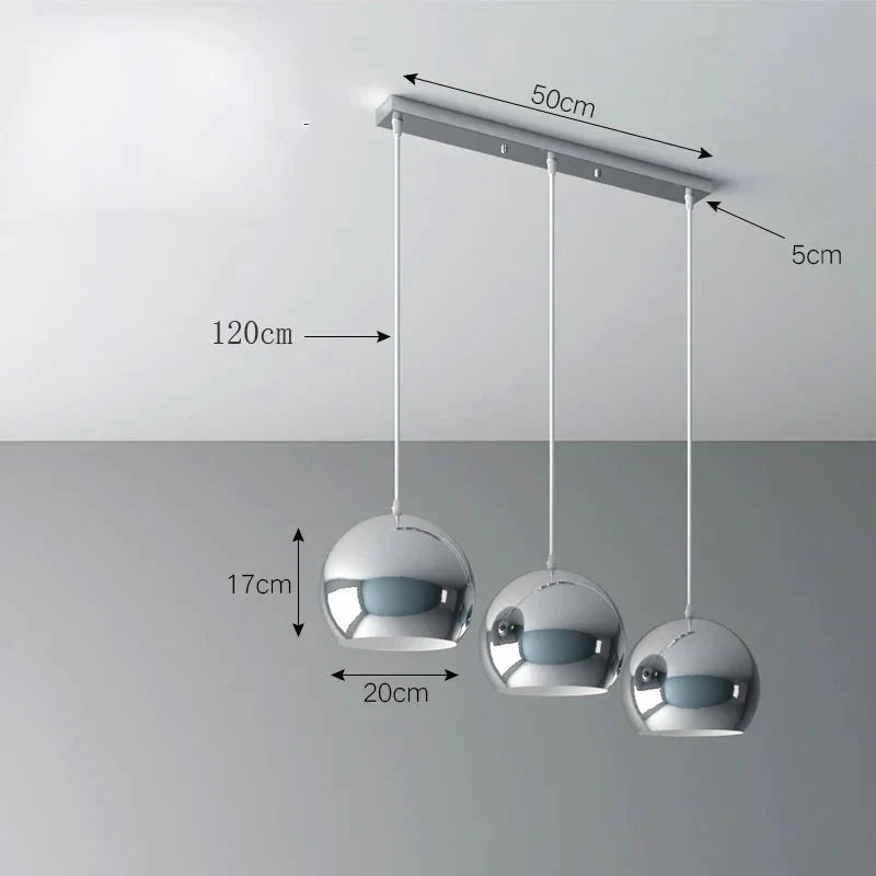 Nordic Creative Chandelier Light Luxury Restaurant Simple Single Head Three Silver Bar Lamp / 3 -