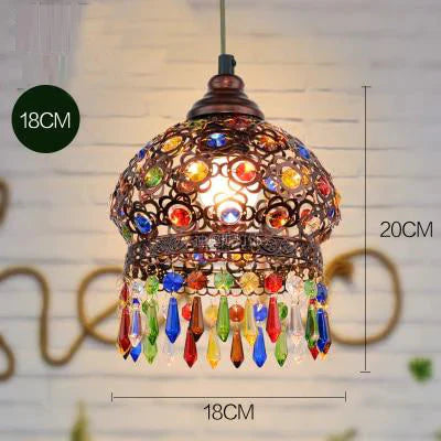 Bohemian Crystal Pendant Lamp Light Wrought Iron Lamps Lights For Kitchen Island Dining Living Room