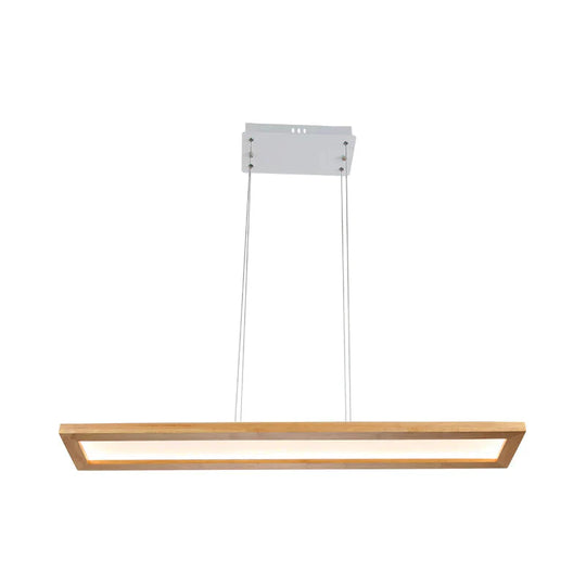 Beige Rectangle Ceiling Chandelier Minimalism Wood Led Pendant Light Fixture In White/Warm/Natural