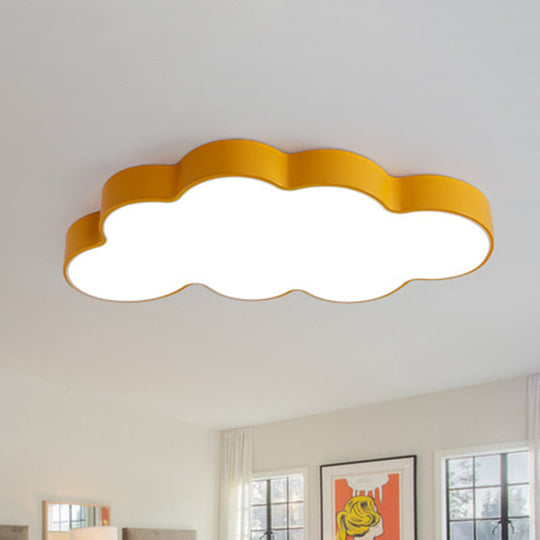 Metallic Cloud Flush Mount Led Light For Kid’s Room Yellow / Natural Ceiling