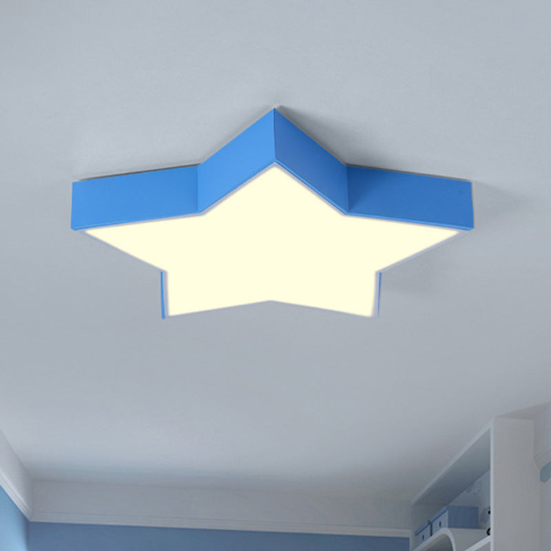 Starry Nights: Simplicity Led Flush Mount Light With Acrylic Finish For Kids Room Ceiling Blue /