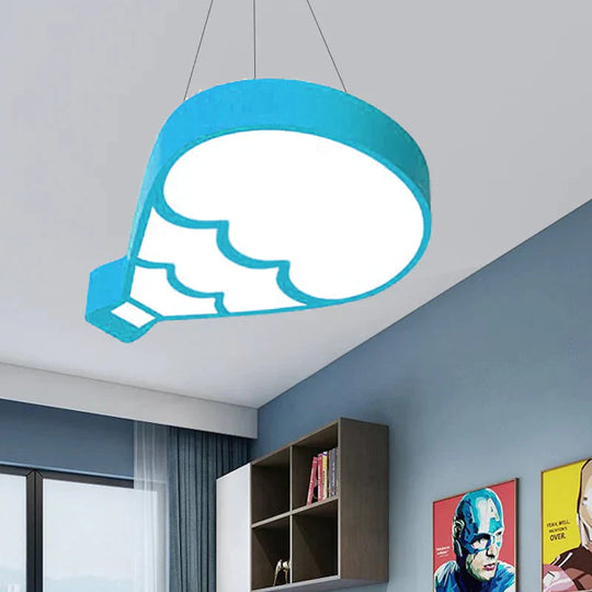 Led Bedroom Chandelier Lighting Modern Style Blue Hanging Light Fixture With Hot Air Balloon Metal