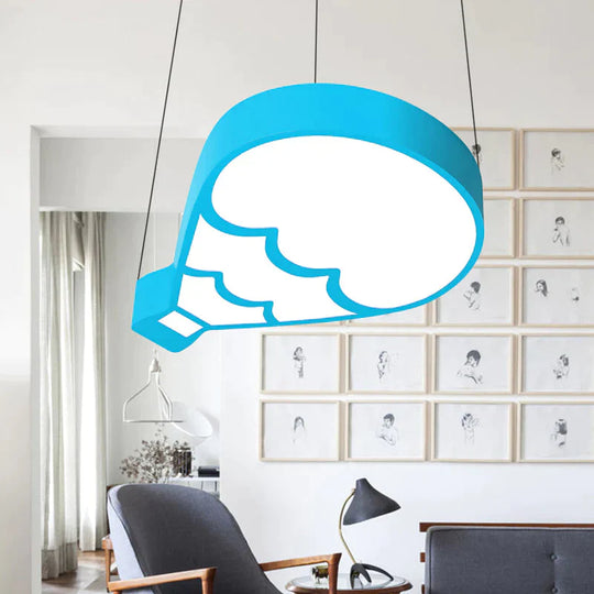 Led Bedroom Chandelier Lighting Modern Style Blue Hanging Light Fixture With Hot Air Balloon Metal