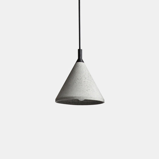 Elena - Nordic Style Conical Suspension Light Cement 1 - Light Dining Room Pendant Fixture In Grey