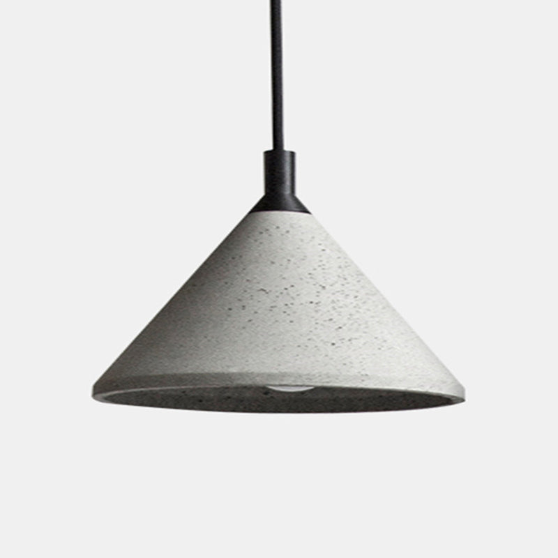 Elena - Nordic Style Conical Suspension Light Cement 1 - Light Dining Room Pendant Fixture In Grey