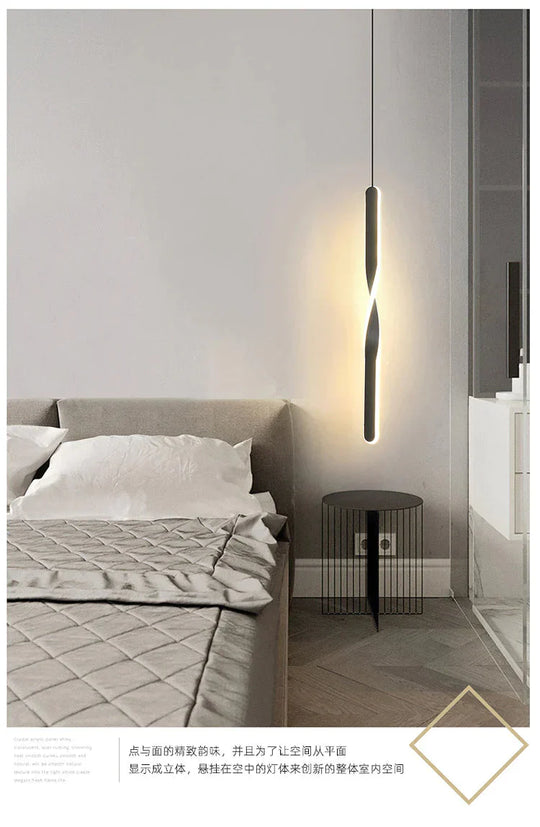 Nordic Bedside Chandelier Modern Simple Living Room Background Wall Bar Long Line Bedroom Single