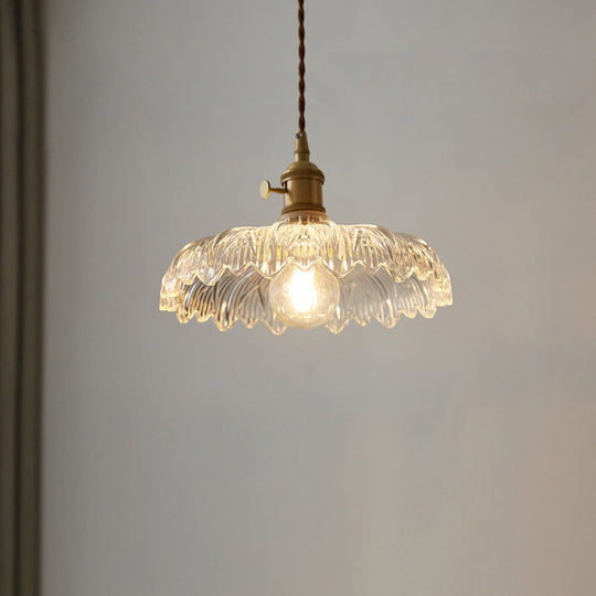 Gabriella - Scalloped Edge Ceiling Light Clear Glass Pendant For Restaurants