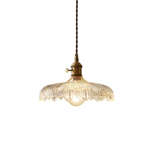 Gabriella - Scalloped Edge Ceiling Light Clear Glass Pendant For Restaurants