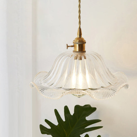 Menkent - Vintage Shaded Pendant Light: 1 - Light Clear Glass Hanging Fixture For