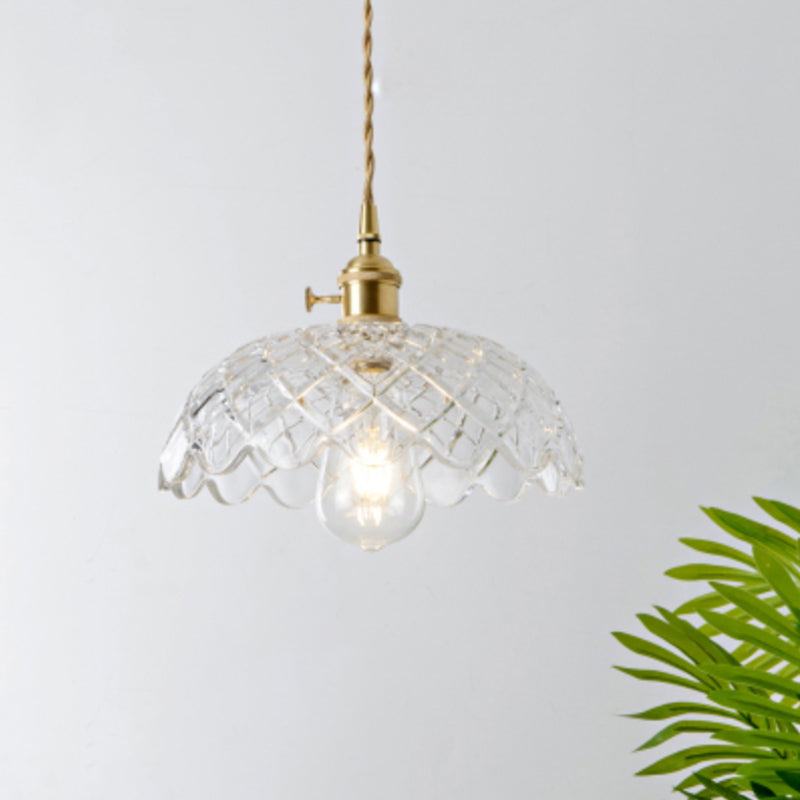 Menkent - Vintage Shaded Pendant Light: 1 - Light Clear Glass Hanging Fixture For / P