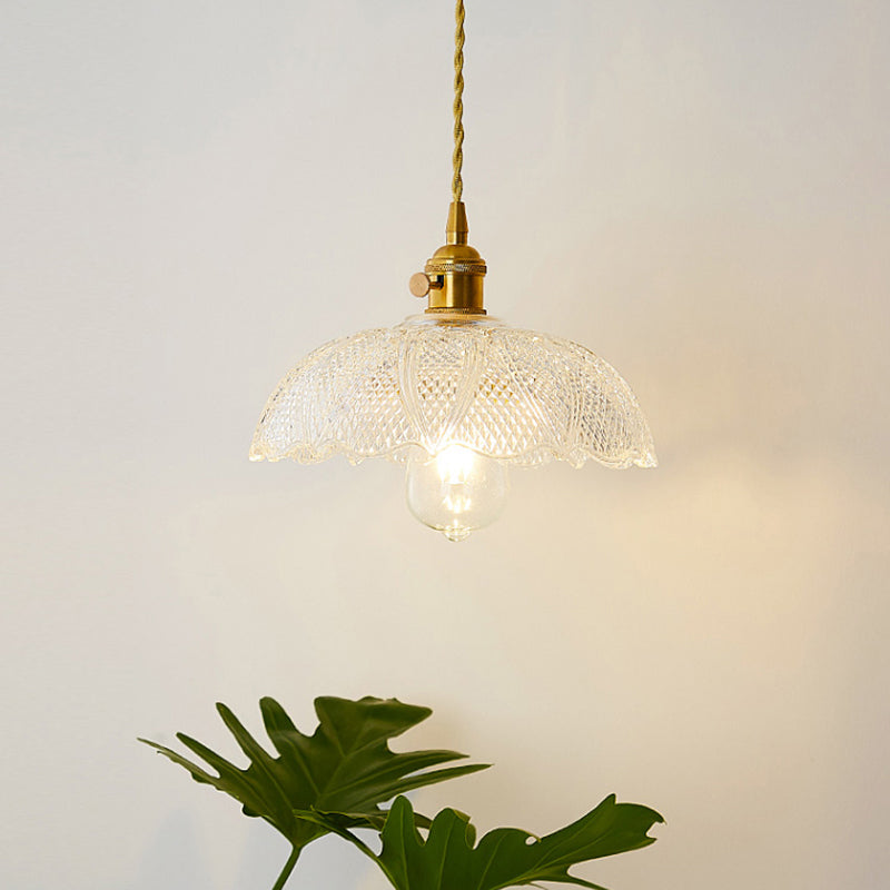 Menkent - Vintage Shaded Pendant Light: 1 - Light Clear Glass Hanging Fixture For