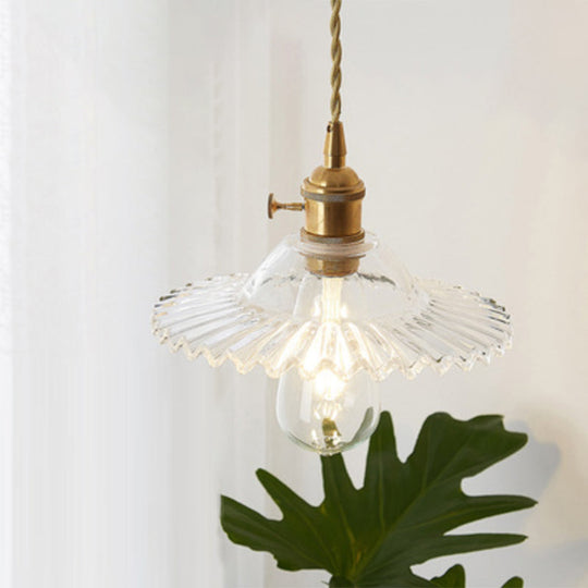 Menkent - Vintage Shaded Pendant Light: 1 - Light Clear Glass Hanging Fixture For / F