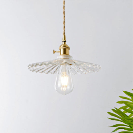 Menkent - Vintage Shaded Pendant Light: 1 - Light Clear Glass Hanging Fixture For / Q