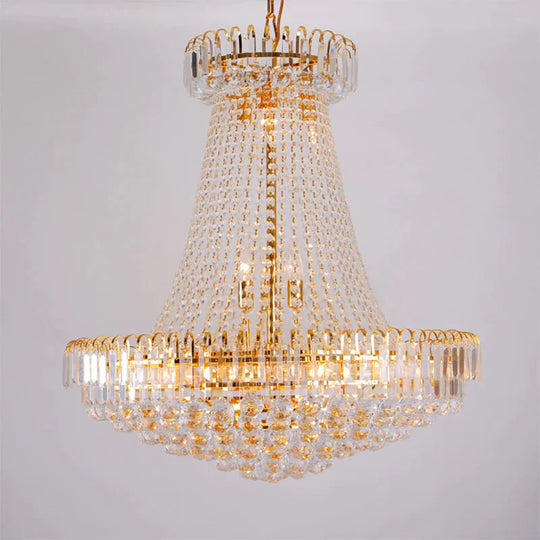 Modernist Crystal Gold Chandelier Light 16’/23.5’ Wide