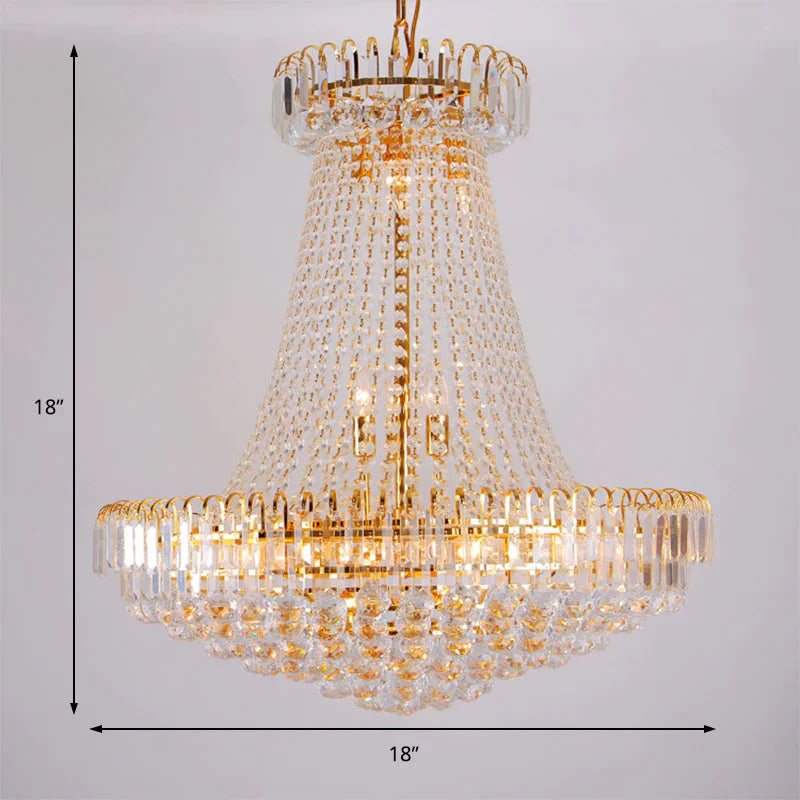 Modernist Crystal Gold Chandelier Light 16’/23.5’ Wide