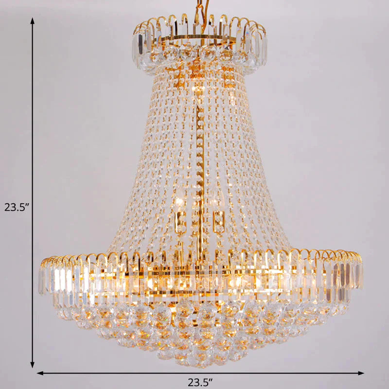 Modernist Crystal Gold Chandelier Light 16’/23.5’ Wide