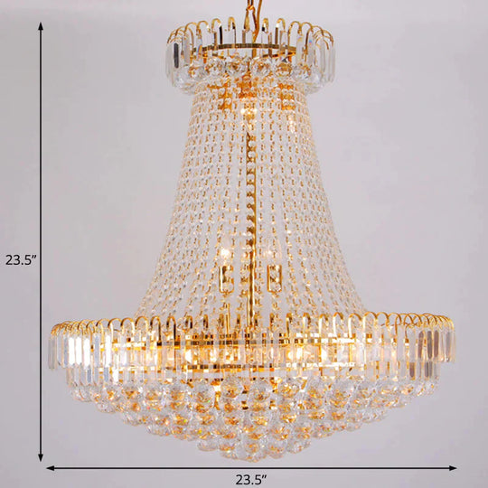 Modernist Crystal Gold Chandelier Light 16’/23.5’ Wide