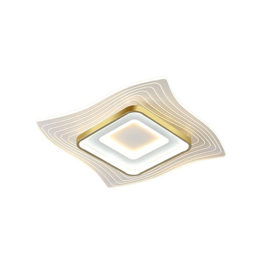 Contemporary Gold Led Flush Mount Lighting Fixture With Extra - Thin Acrylic Ceiling Light