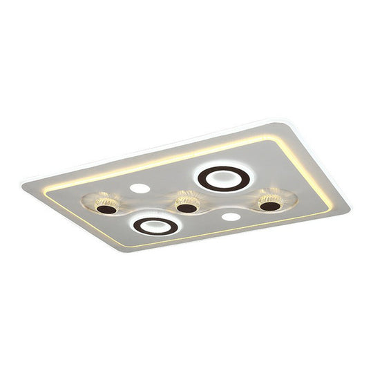 White Rectangular Acrylic Flush Mount Lighting Modern Led Ceiling Light Fixture