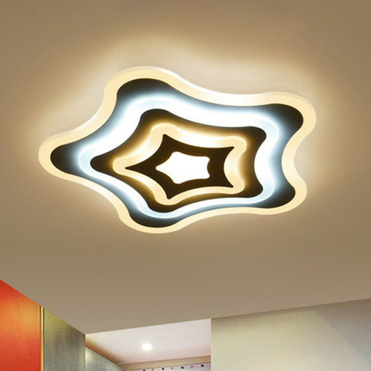 Contemporary Ultra - Thin Starfish Acrylic Led Flush Mount Light White Flushmount Ceiling Fixture