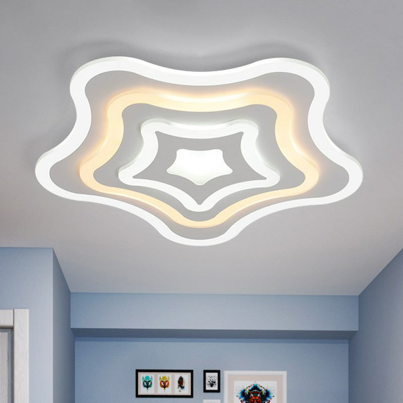 Contemporary Ultra - Thin Starfish Acrylic Led Flush Mount Light White Flushmount Ceiling Fixture
