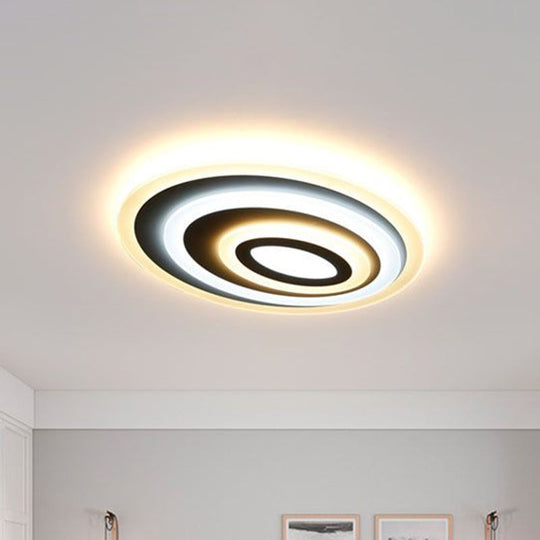 Modern White Acrylic Oval Led Flush Mount Ceiling Light For Bedrooms