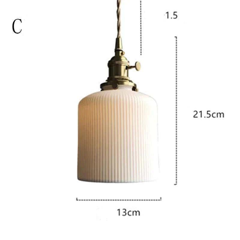 Modern Simple Restaurant Bar Brass Ceramic Chandelier C Pendant