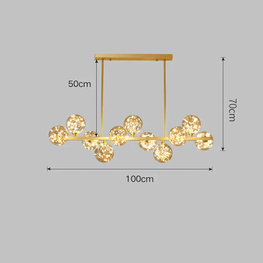 Crystal Living Room Chandelier All Copper Creative Star Led 11 Heads / Trichromatic Light Pendant