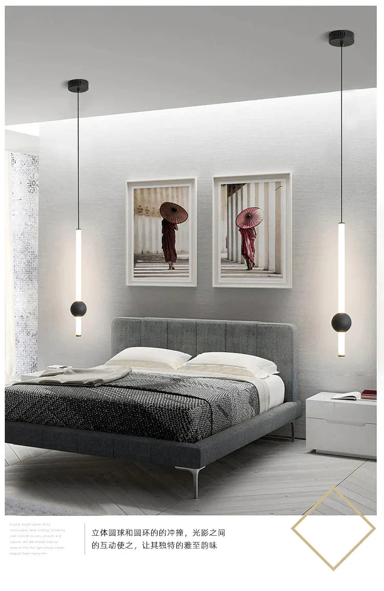 Nordic Bedside Chandelier Modern Simple Living Room Background Wall Bar Long Line Bedroom Single