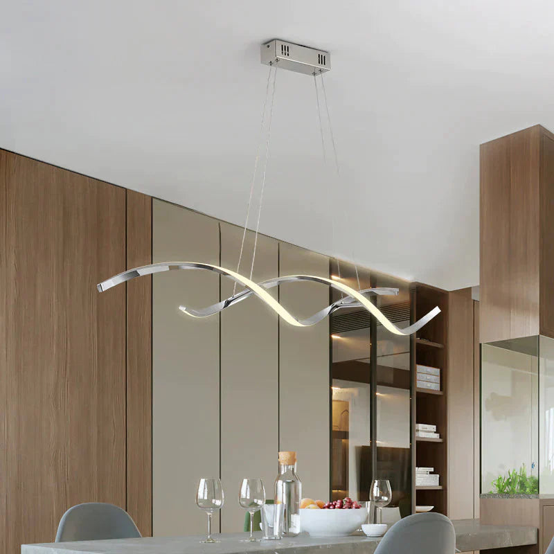 Simple Modern Led Lamp Electroplating Living Room Dining Bedroom Book Strip Chandelier Chrome / L