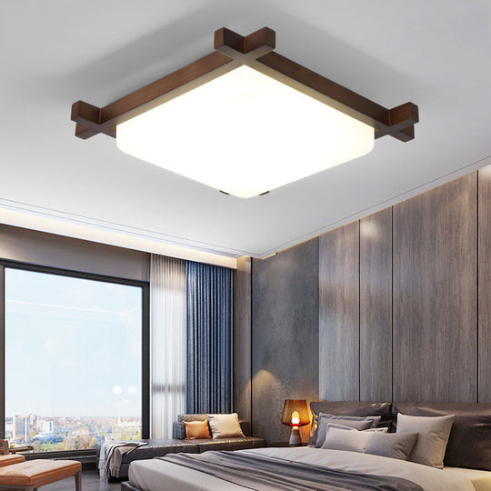 Nordic Style Square Flush Ceiling Light With Acrylic Shade And Led Ideal For Bedroom Living Room In