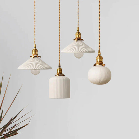 Modern Simple Restaurant Bar Brass Ceramic Chandelier Pendant