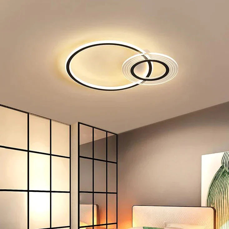 Modern Simple Circle Warm Room Living Led Ceiling Lamp Black White - 47Cm / Stepless Dimming Remote