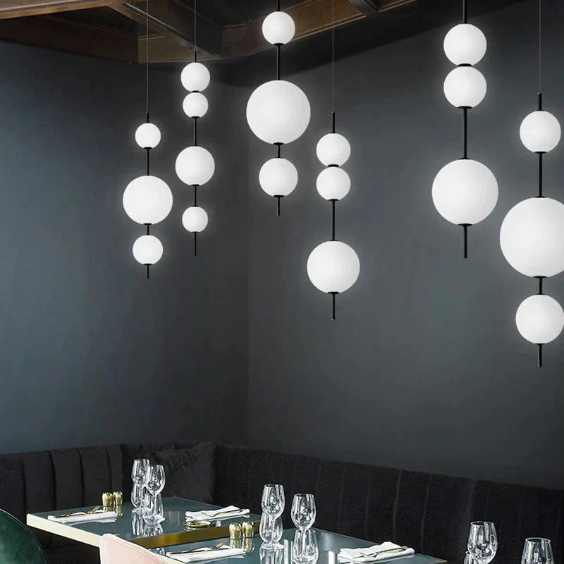 Nordic Simple Modern Restaurant Lamps Personalized Creative Glass Led Large And Small Ball