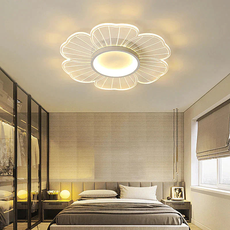 Simple Modern Led Creative Personality Flower Ceiling Lamp Acrylic Bedroom Study Warm Lamps
