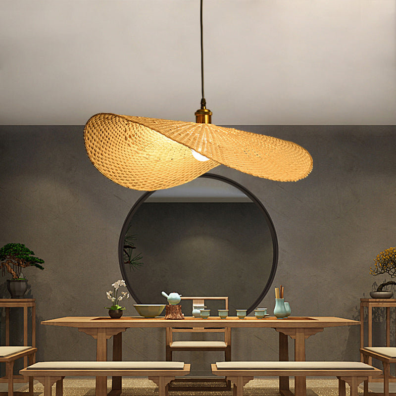 Lucy - Bamboo Lotus Leaf Ceiling Light Modern Single - Bulb Pendant