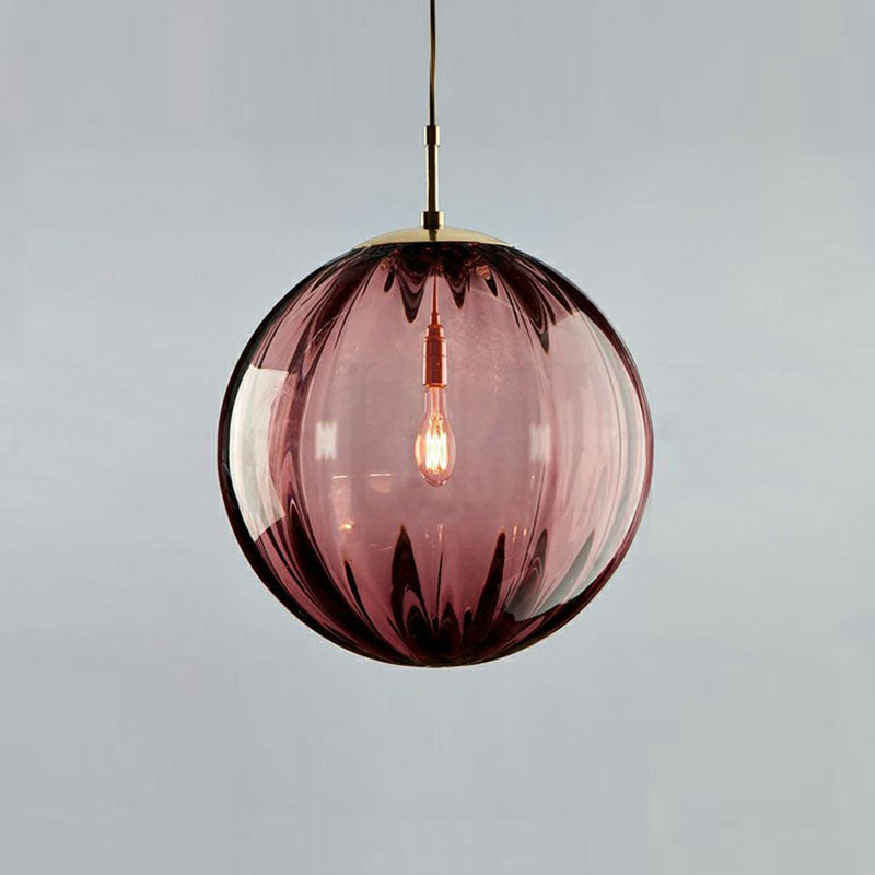 Autumn - Modern Glass Pumpkin Ball Shaped Pendant 1 - Light Hanging Light Fixture For Dining Room