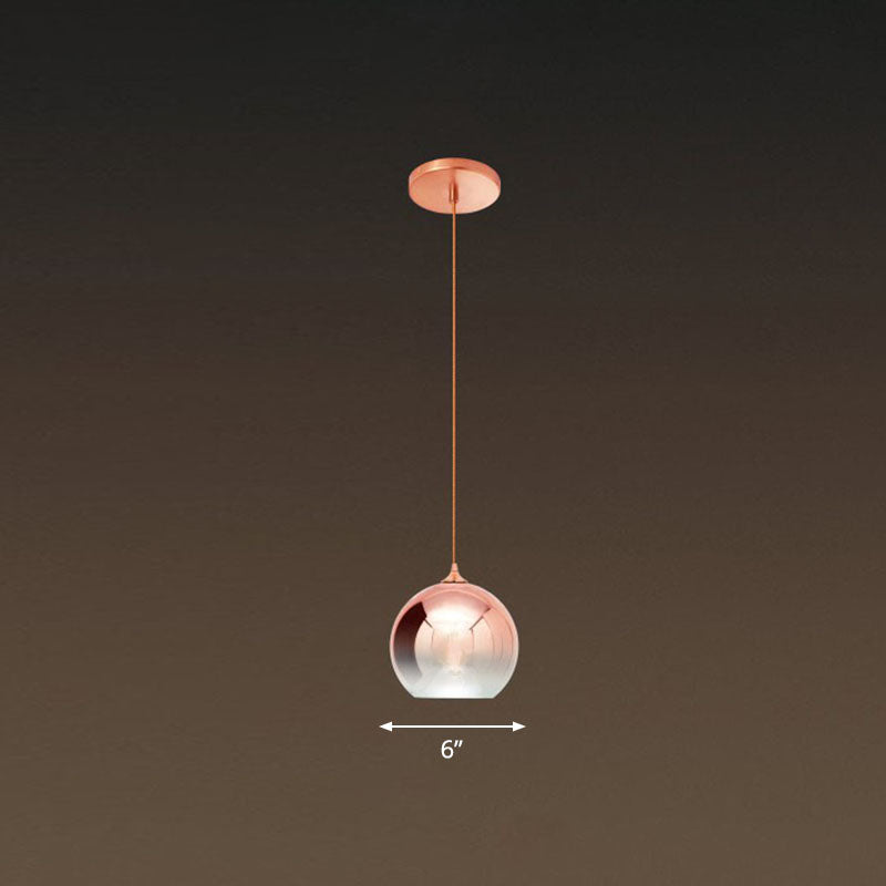 Ancha - Modern Glass Globe Pendant Light Rose Gold Finish 1 - Light Hanging / 6