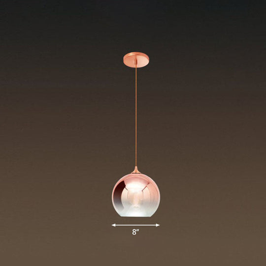 Ancha - Modern Glass Globe Pendant Light Rose Gold Finish 1 - Light Hanging / 8