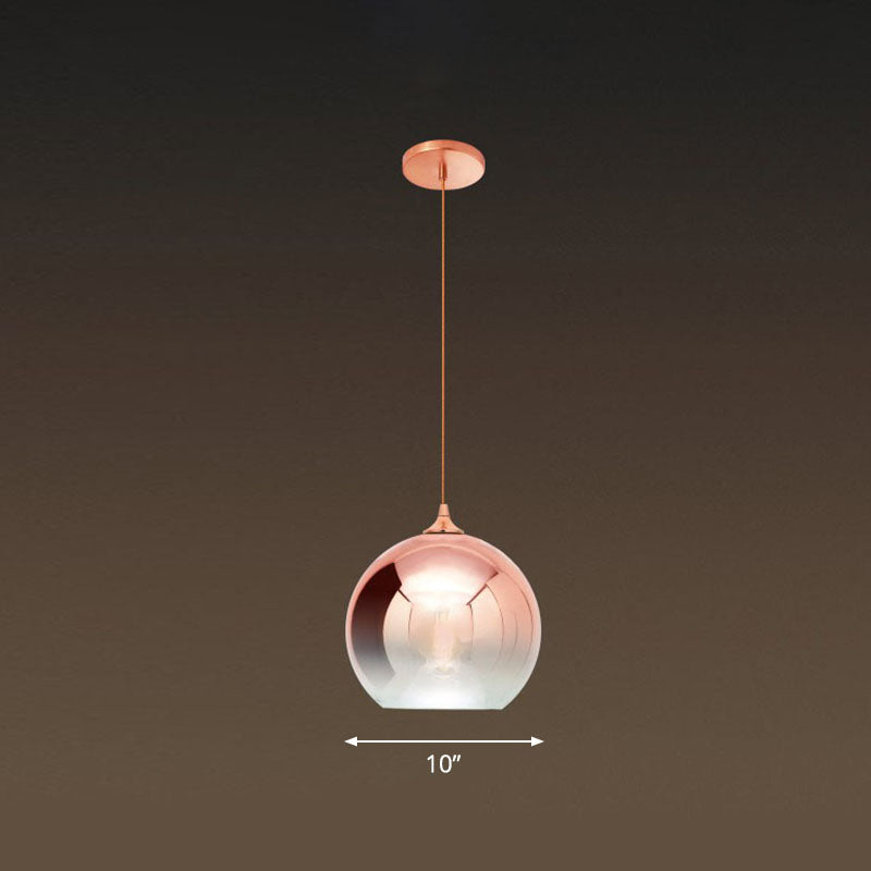 Ancha - Modern Glass Globe Pendant Light Rose Gold Finish 1 - Light Hanging / 10