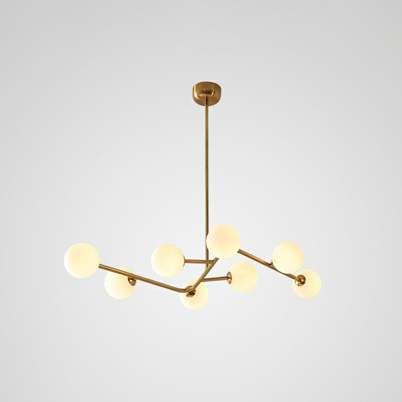 8 - Light Brass Finish Molecular Chandelier With Glass Ball Shades For Simple Yet Elegant