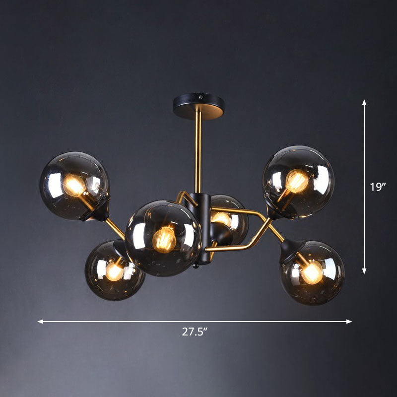 Sleek And Stylish Molecular Glass Chandelier In Black - Brass For Living Room Ceiling 6 / Smoke