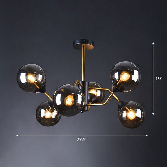 Sleek And Stylish Molecular Glass Chandelier In Black - Brass For Living Room Ceiling 6 / Smoke