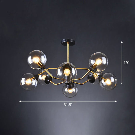 Sleek And Stylish Molecular Glass Chandelier In Black - Brass For Living Room Ceiling 8 / Clear